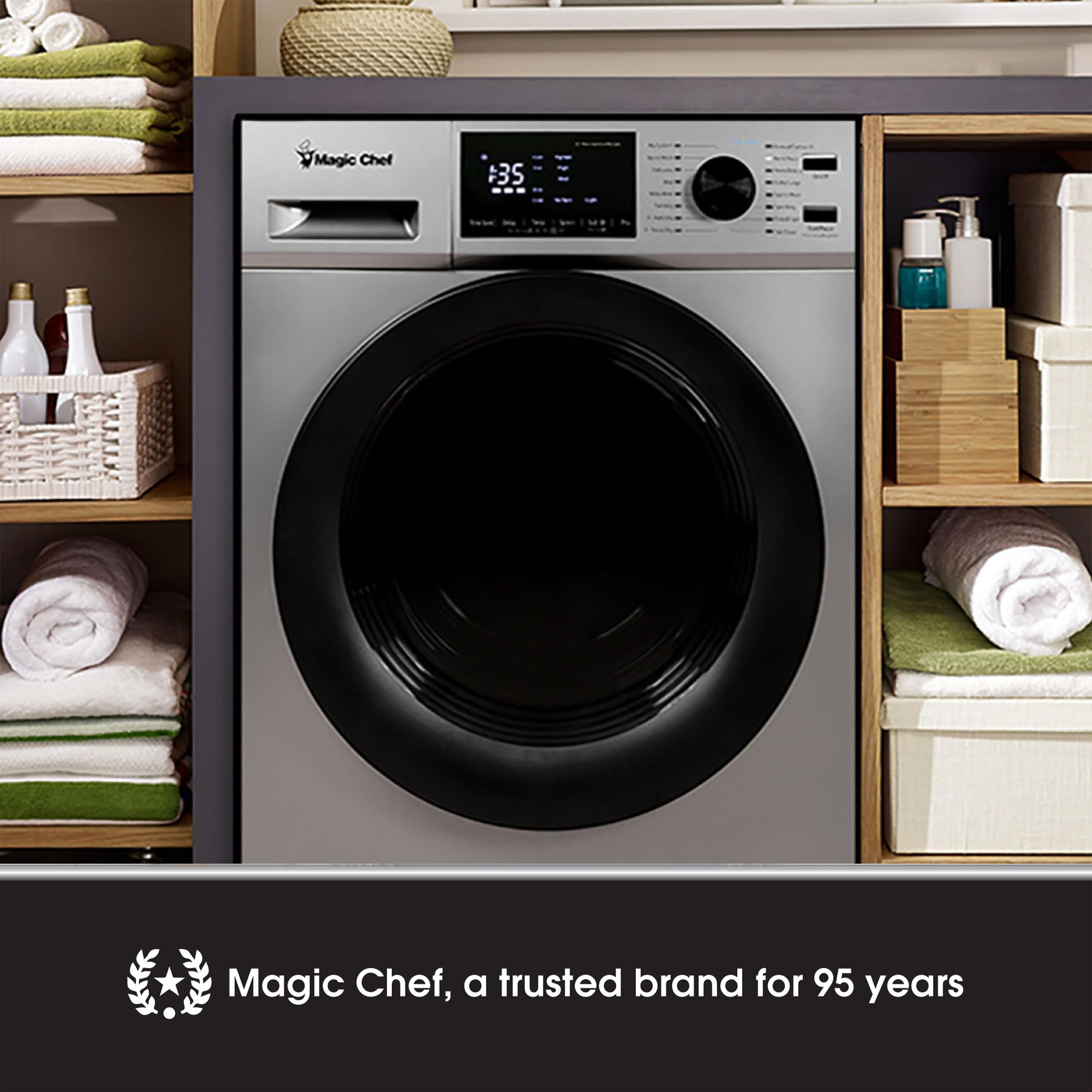 Magic Chef 2.7 Cu Ft Front Load Washer And Dryer Combination, Silver (Used) - VMInnovations