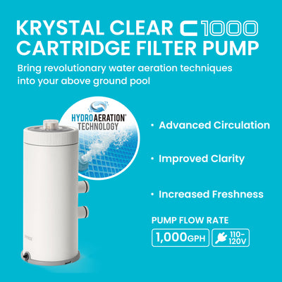 INTEX C1000 Cartridge Filter Pump for Above Ground Pool, 1000 GPH Pump Flow Rate