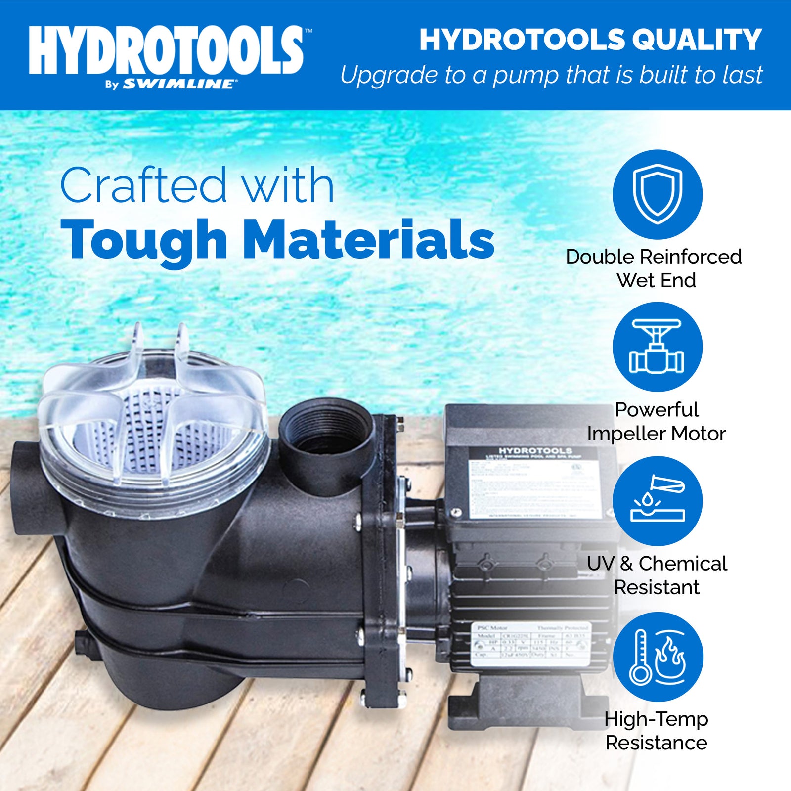 Swimline HydroTools Hydro Flo 0.25HP 1,980 GPH 3,450 RPM Vertical Discharge Pump - VMInnovations