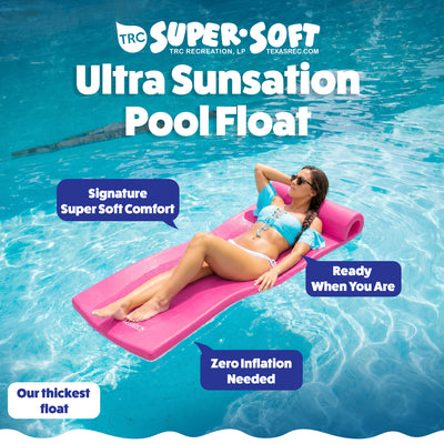 TRC Recreation Ultra Sunsation 2.5 Inch Thick Foam Pool Float Lounge Mat, Pink