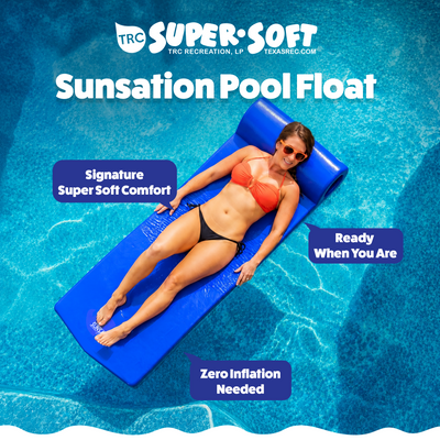 TRC Recreation Sunsation 1.75" Thick Foam Lounger Raft Pool Float, Indigo Blue