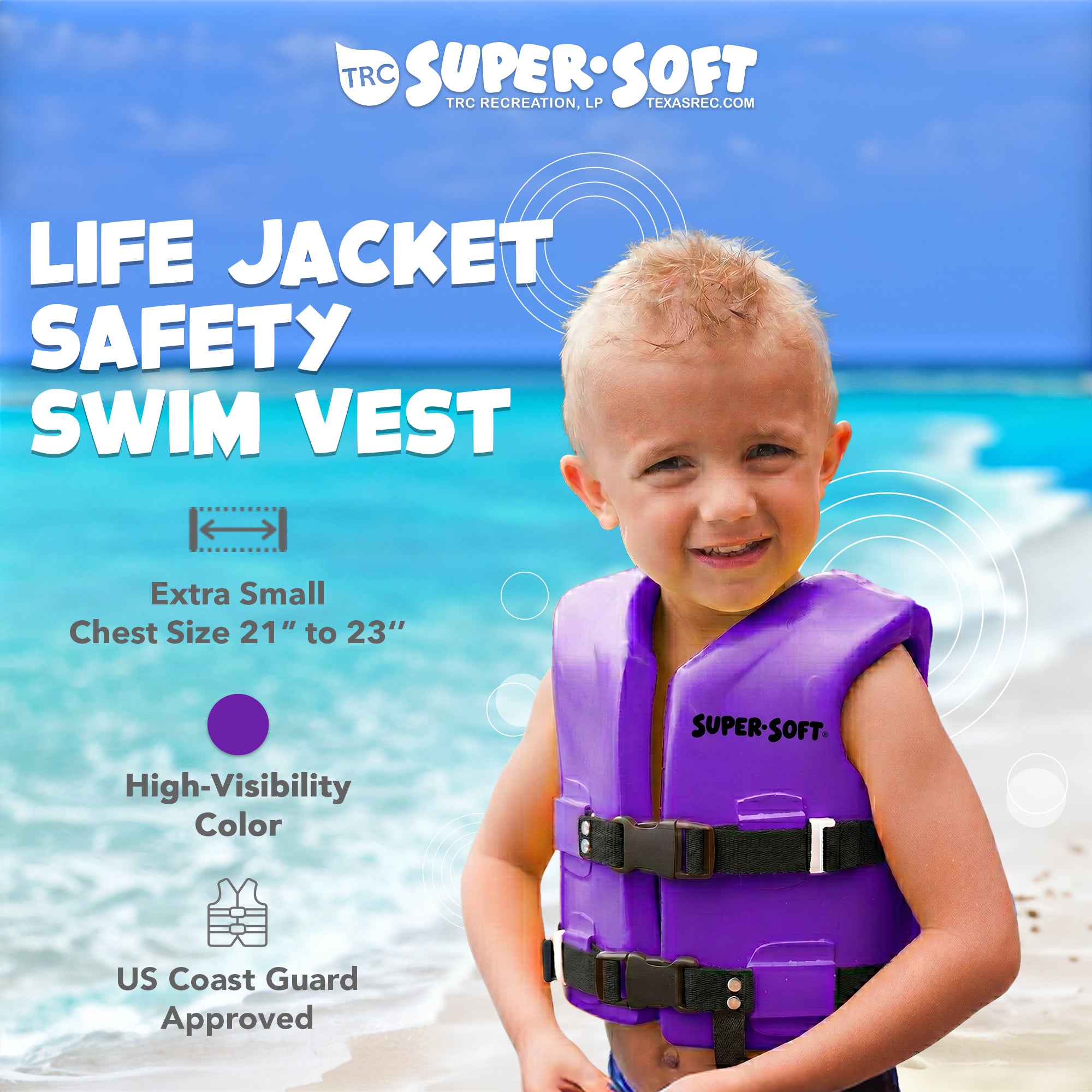 TRC Recreation Super Soft Child Life Jacket Swim Safety Vest, X Small (Open Box)