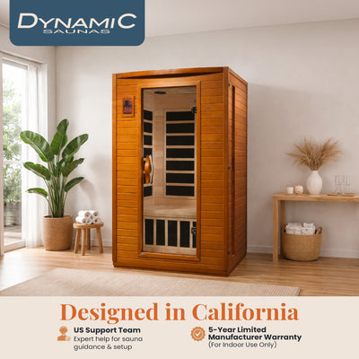 Dynamic Saunas Andora 2-Person Low EMF FAR Infrared Sauna, Canadian Hemlock Wood