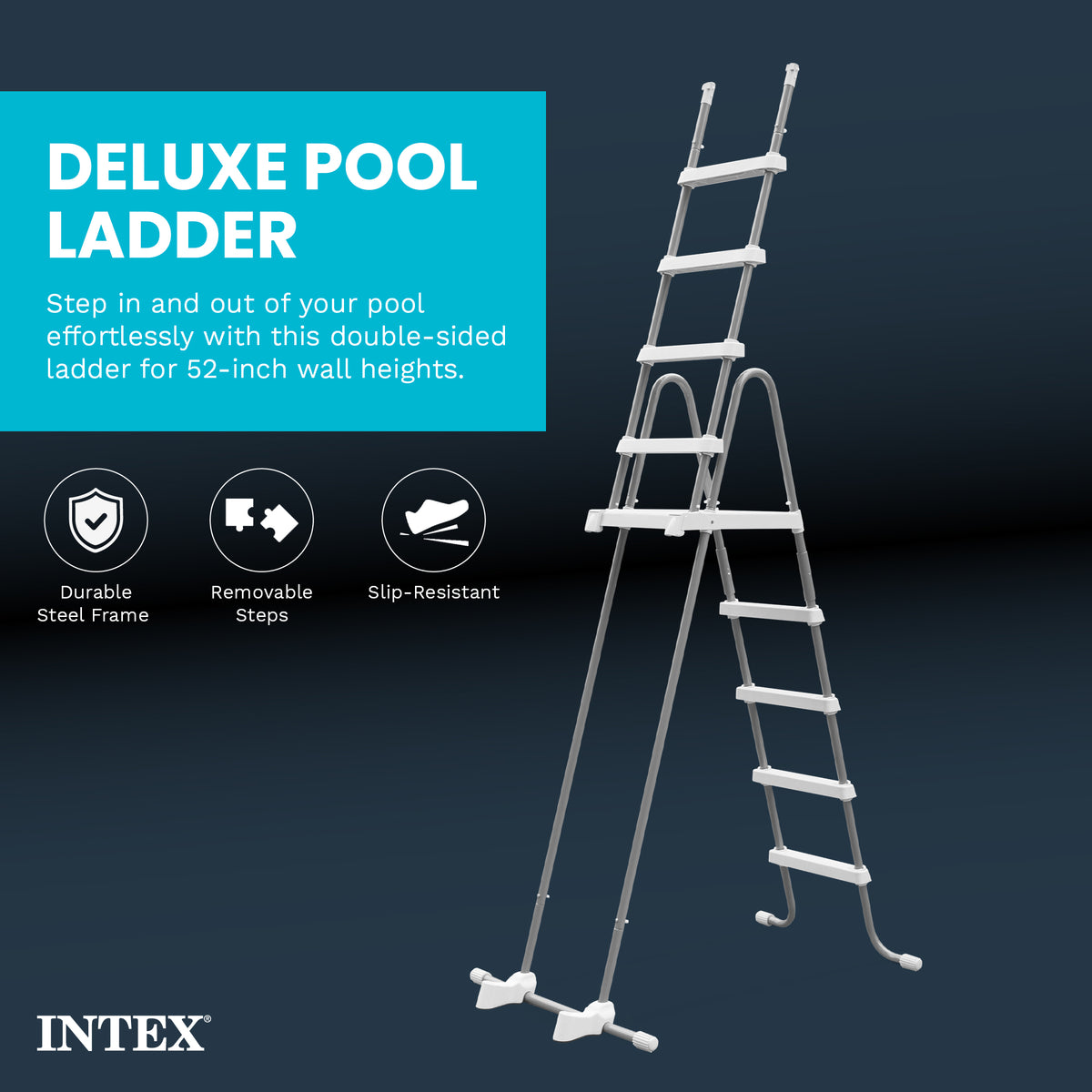 Intex Deluxe Pool Ladder with Removable Steps for 52 Inch Depth Pools (Open Box) - VMInnovations