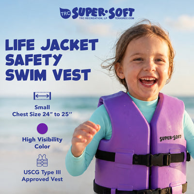 TRC Recreation Super Soft Child Life Jacket Swim Safety Vest, Small, (Open Box)