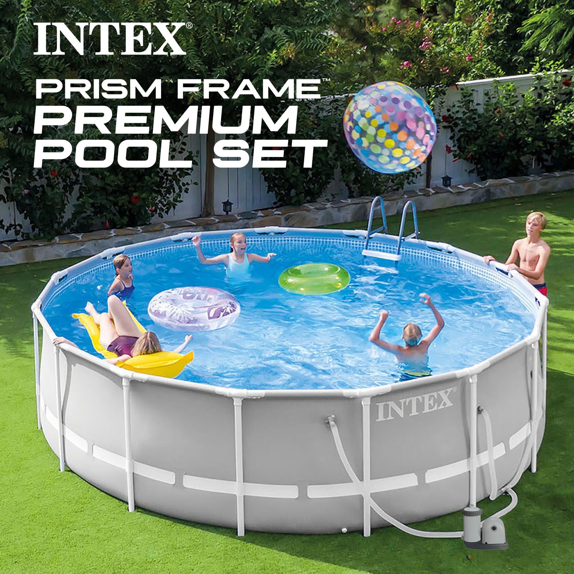 Intex 20ft x 52in Prism Frame Above Ground Swimming Pool Set with Filter Pump