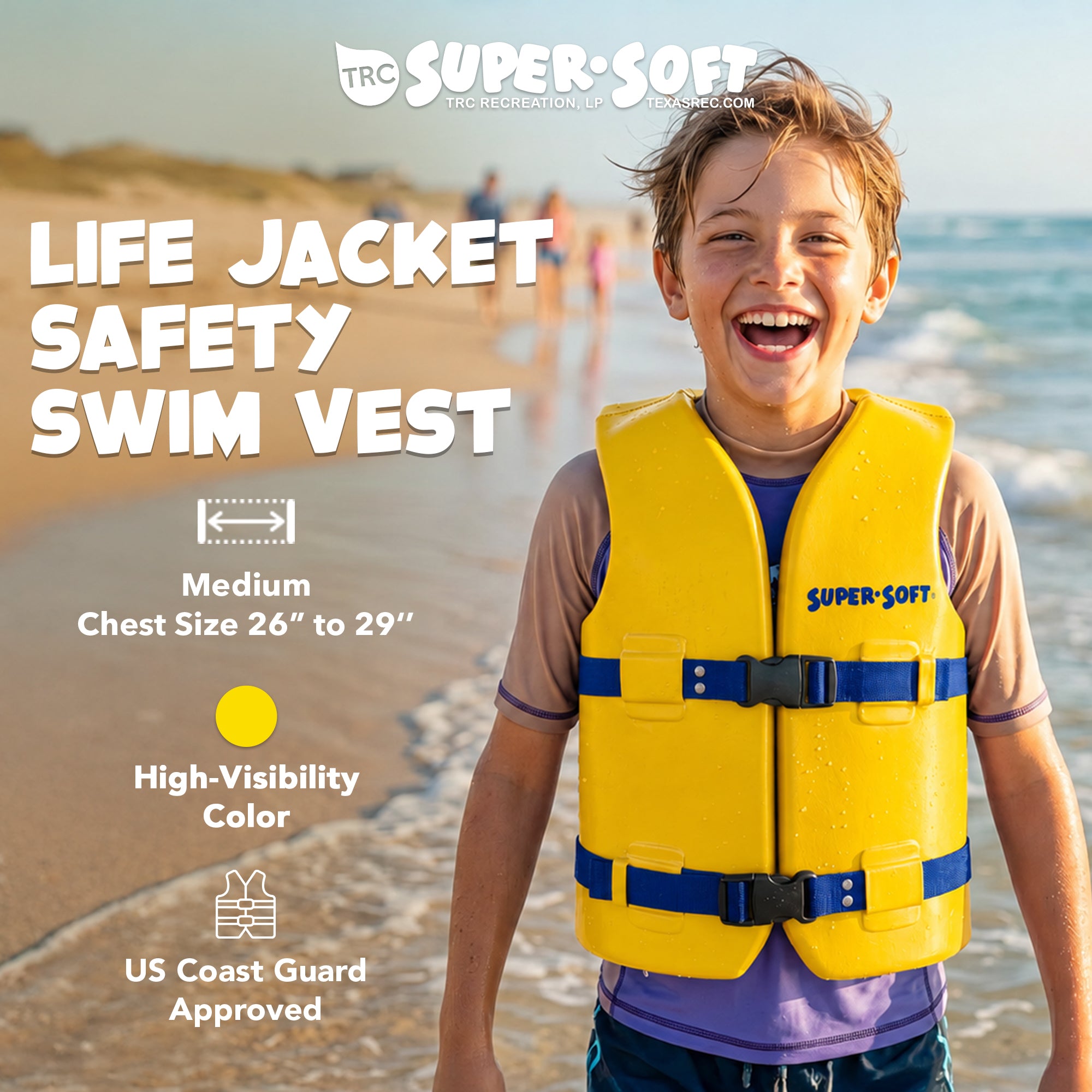 TRC Recreation Super Soft Child Life Jacket Safety Vest, Medium, 2 Pack, Yellow