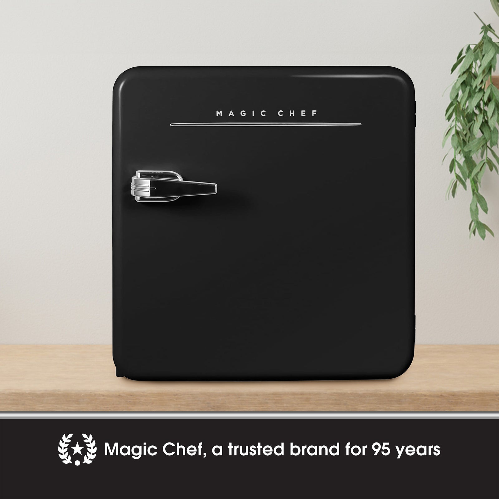 Magic Chef 1.6 Cubic Feet Retro Style Mini Fridge with Interior LED Light, Black - VMInnovations