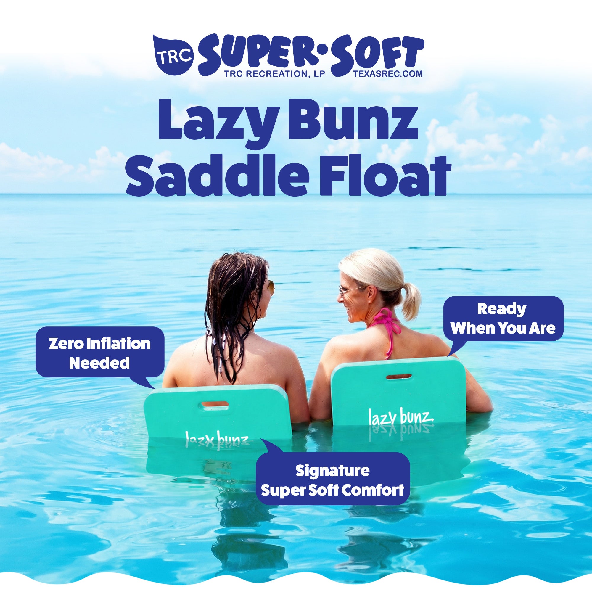 TRC Recreation Lazy Bunz Saddle Vinyl Foam Floating Lounger, Mint (Damaged)