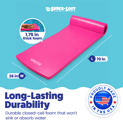 TRC Recreation Sunsation 1.75" Thick Foam Pool Float, Flamingo Pink (Open Box)