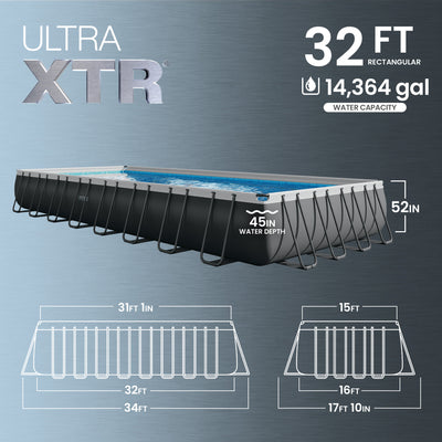Intex 32' x 16' x 52" Ultra XTR Rectangular Inflatable Pool Set with Deluxe Maintenance Kit