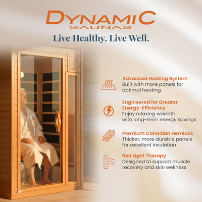 Dynamic 1 to 2 Person Hemlock Wood Low EMF FAR Infrared Sauna For Home (Damaged)