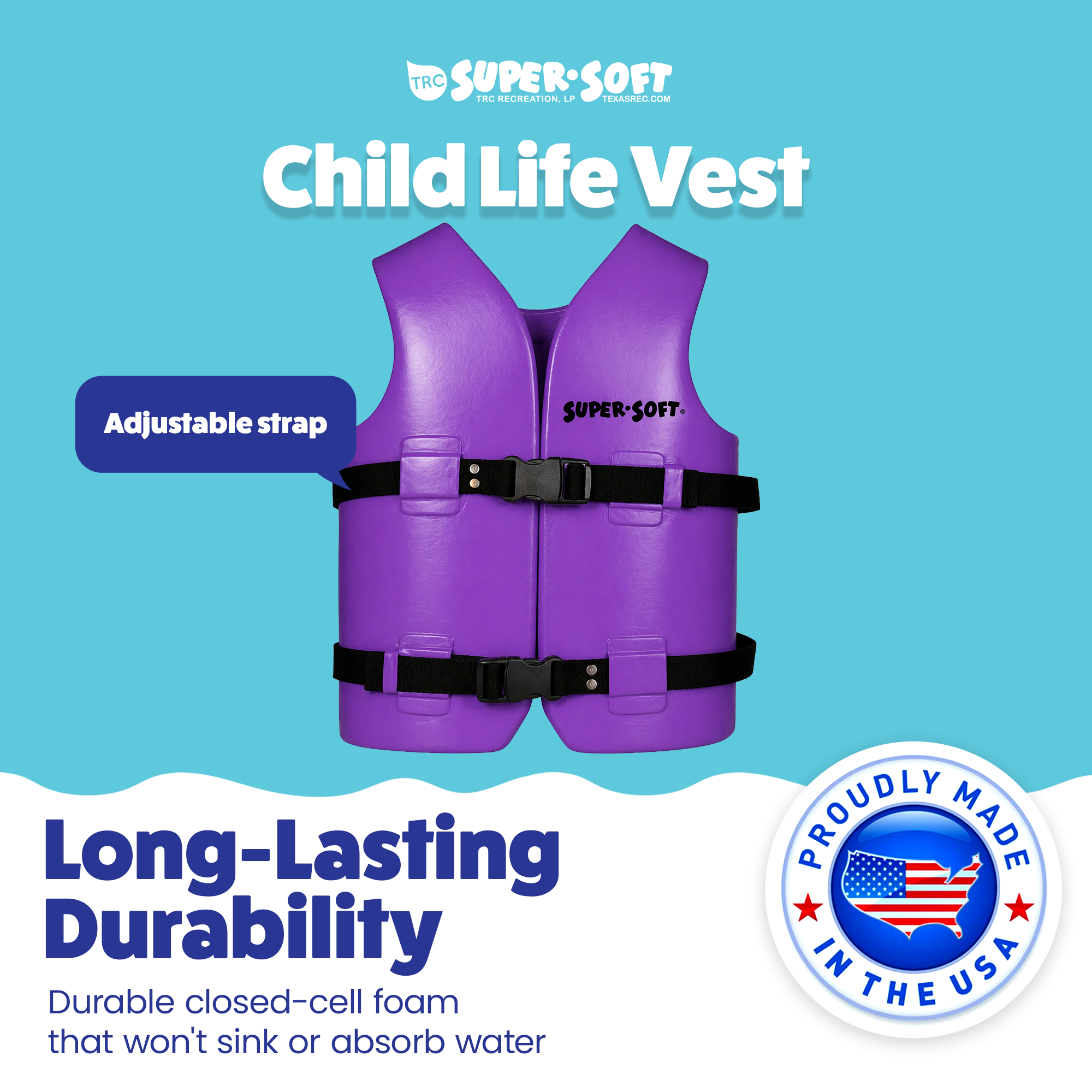 TRC Recreation Super Soft Child Life Jacket Swim Safety Vest, Medium (Open Box) - VMInnovations