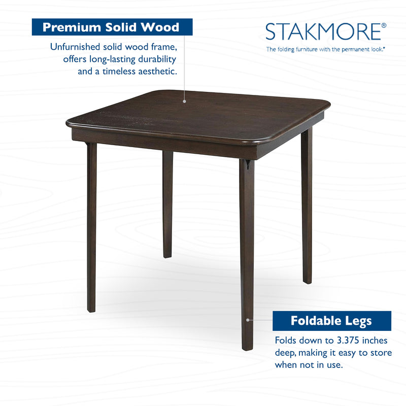 MECO Stakmore Classic Straight Edge Wood Folding Table, Espresso Frame(Open Box)