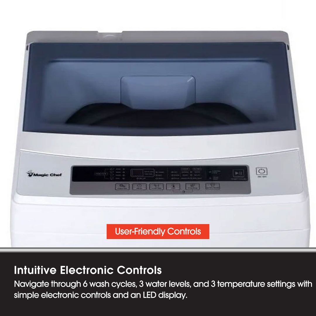 Magic Chef 1.7 Cubic Feet Top Load Compact Washing Machine with 6 Cycles, White - VMInnovations