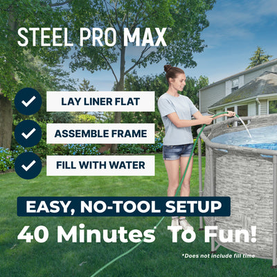 Bestway Multicolor LED Waterfall & 14'x8'x39.5" Above Ground Swimming Pool Set - VMInnovations