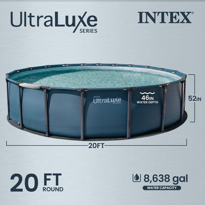 INTEX UltraLuxe 20ft x 52in Above Ground Pool, Sand Pump, & Saltwater System