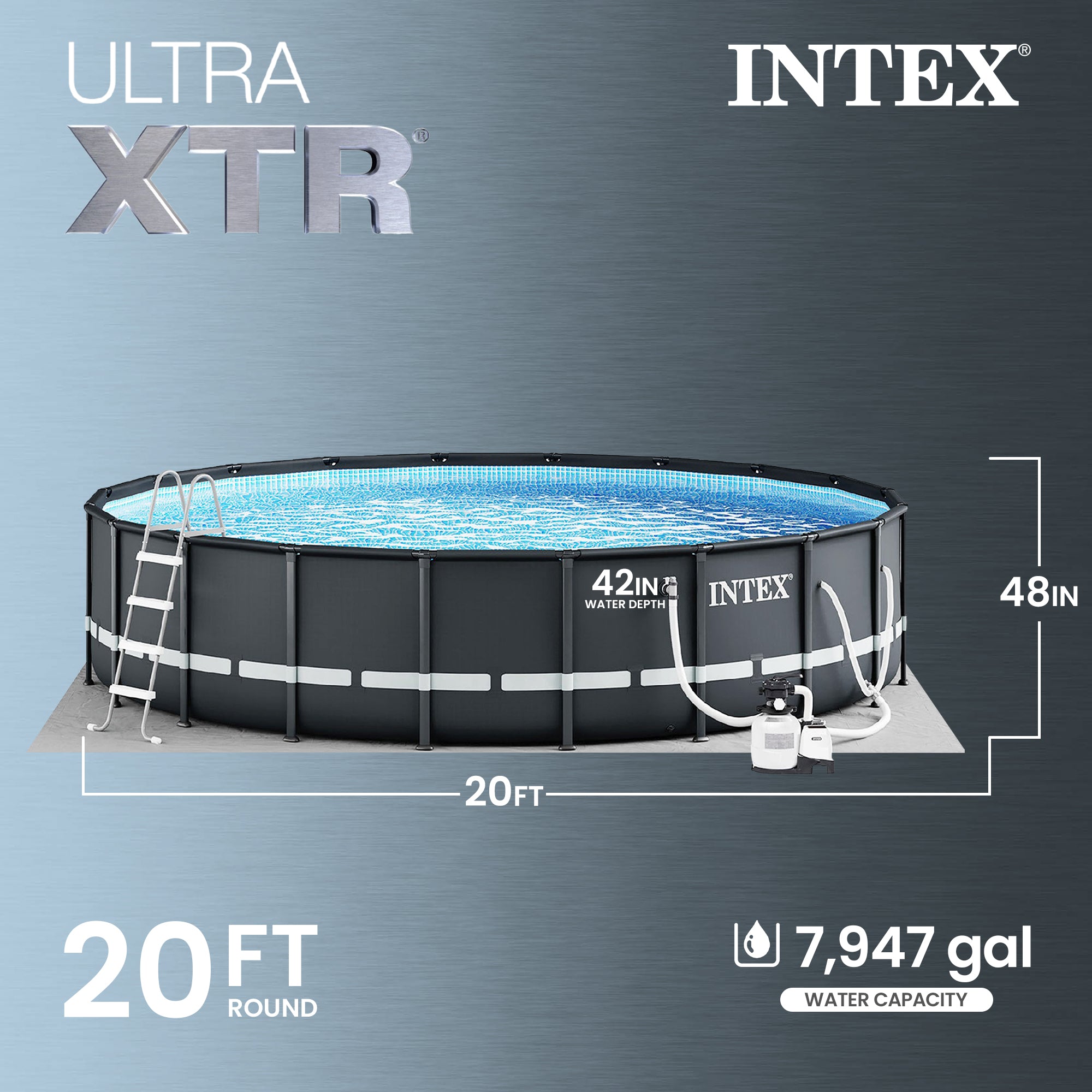 20'x48" Ultra XTR Frame Pool Set w/2100 GPH Filter + Accessories (Open Box)