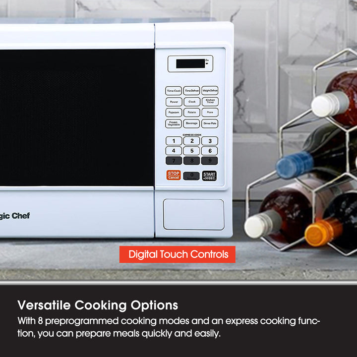 Magic Chef MCM1310W 1000 Watt 1.3 Cubic Foot Microwave with Digital Touch, White - VMInnovations