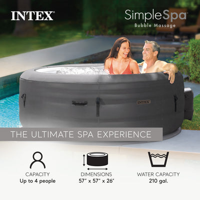 Intex SimpleSpa Bubble Massage 4 Person Inflatable Hot Tub w/ Cover (Open Box)