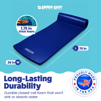 TRC Recreation Sunsation 1.75" Thick Foam Lounger Pool Float, Navy Blue(Damaged) - VMInnovations