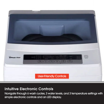 Magic Chef 1.7 Cubic Feet Compact Washing Machine w/6 Cycles, White (Open Box) - VMInnovations