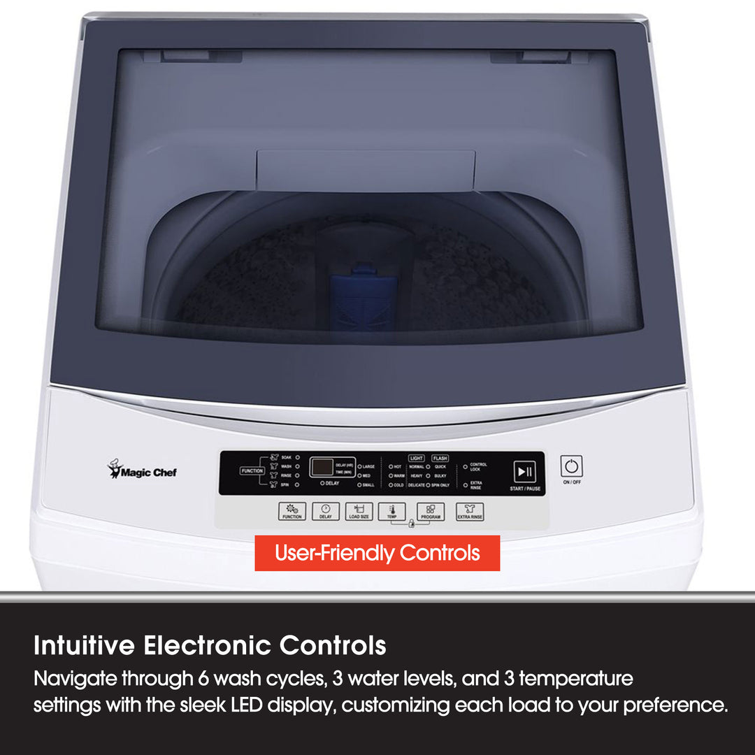 Magic Chef 3.0 Cubic Feet Top Load Compact Washer with 6 Cycles & 3 Water Levels - VMInnovations