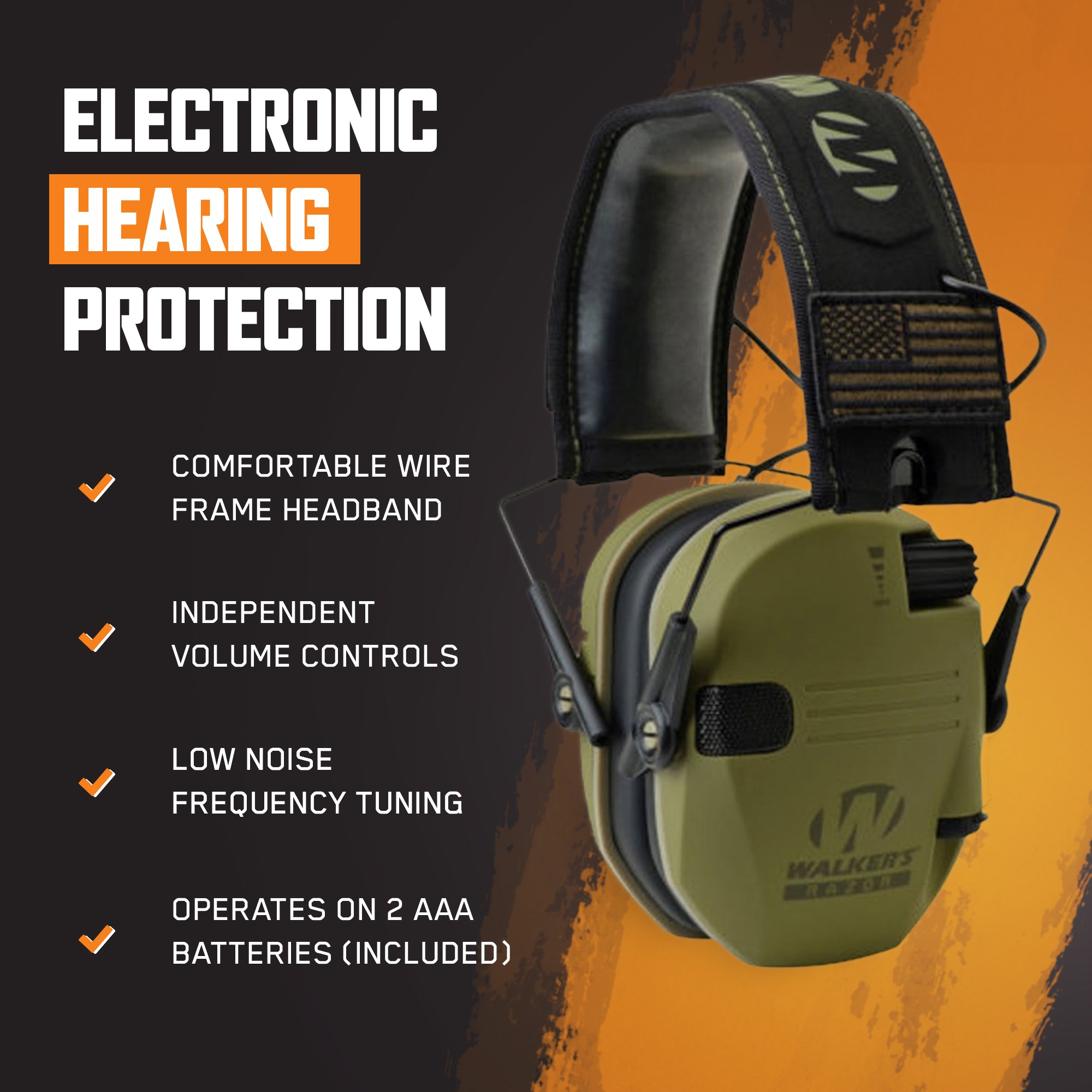 Walker's Patriot Razor Slim Shooting Ear Protection Muffs, NRR 23dB (Open Box) - VMInnovations