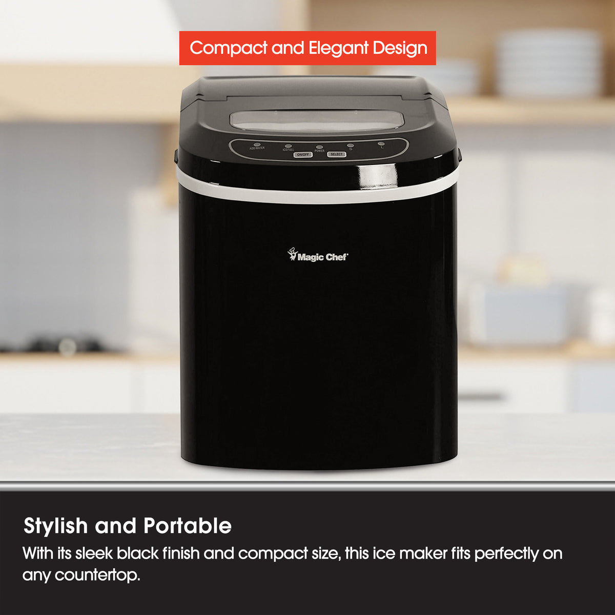 Magic Chef Home Countertop Ice Maker, 27 Pounds Per Day, Black (For Parts)