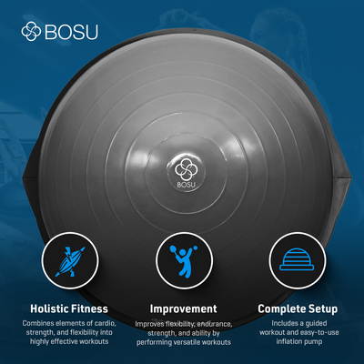 BOSU Balance Fitness Core Training Workout Exercise Ball, Grey Black (Used)