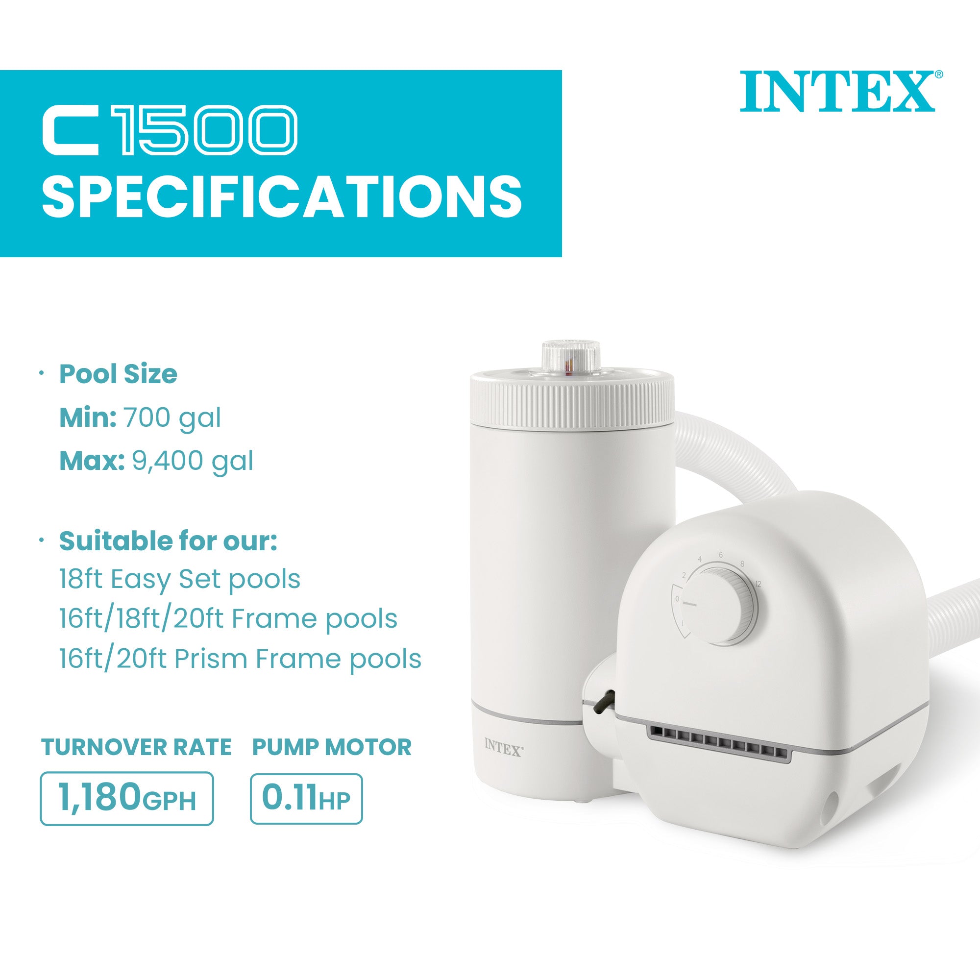 INTEX Cartridge Filter Pump for AGP: 1500 GPH Type A Filter Cartridge (Open Box)