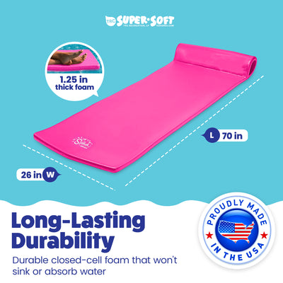 TRC Recreation Splash 1.25" Thick Foam Pool Float Mat, Flamingo Pink (2 Pack)