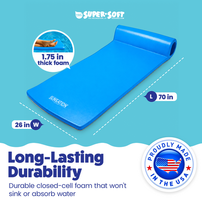 TRC Recreation Sunsation 1.75" Thick Foam Lounger Float, Bahama Blue (Open Box) - VMInnovations