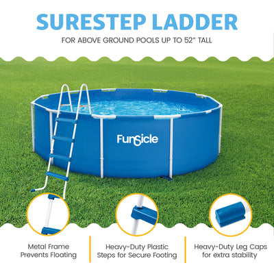 Funsicle 52 In SureStep 4 Stair Outdoor Above-Ground Swimming Pool Ladder (Used)