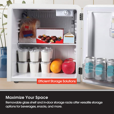 Magic Chef 1.6 Cubic Feet Retro Style Mini Fridge with Interior LED Light, White - VMInnovations