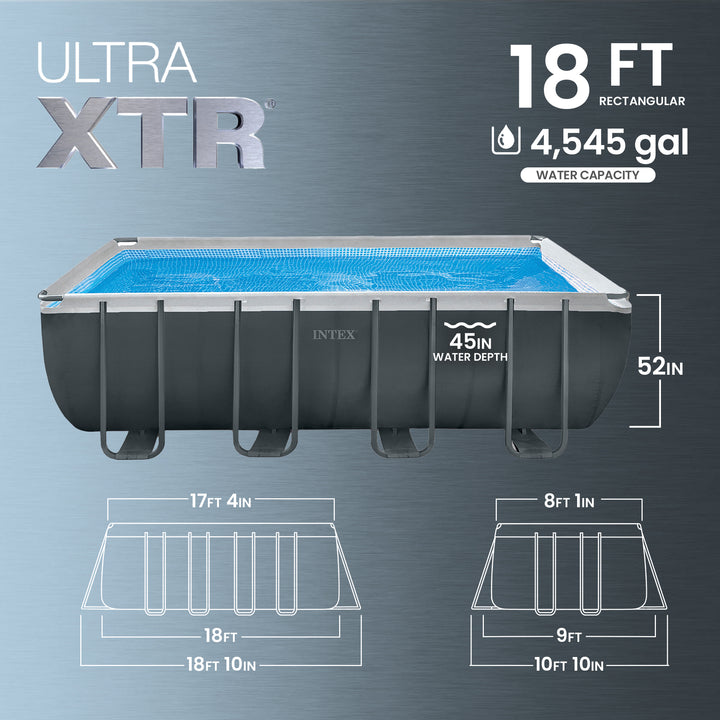 Intex 18' x 9' x 52" Ultra XTR Rectangular Frame Swimming Pool Set with Pump