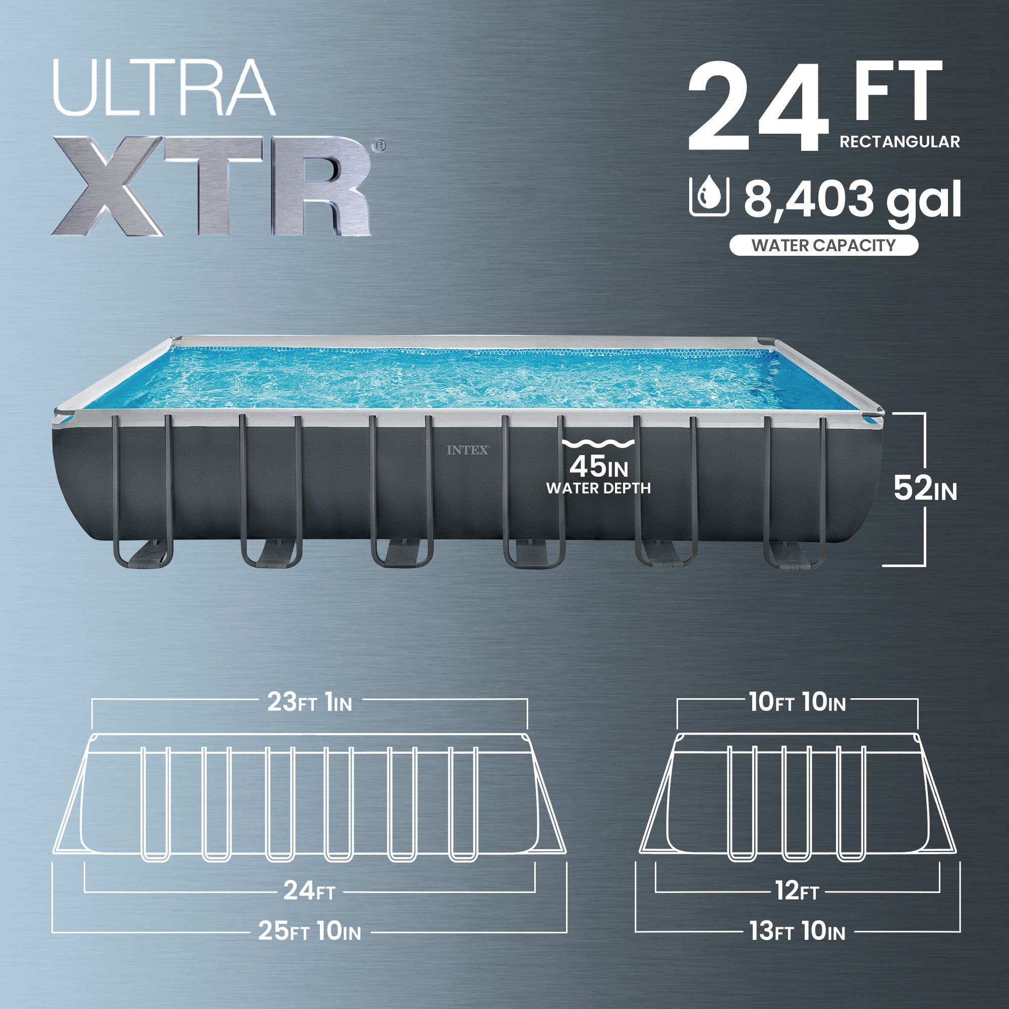 Intex 26367EH 24' x 12' x 52" Rectangular XTR Frame Swimming Pool w/ Filter Pump