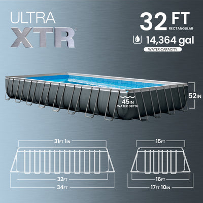 Intex 32' x 16' x 52" Rectangular Ultra XTR Frame Above Ground Swimming Pool Set
