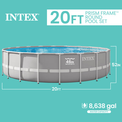 Intex 20ft x 52in Prism Frame Above Ground Swimming Pool Set with Filter Pump