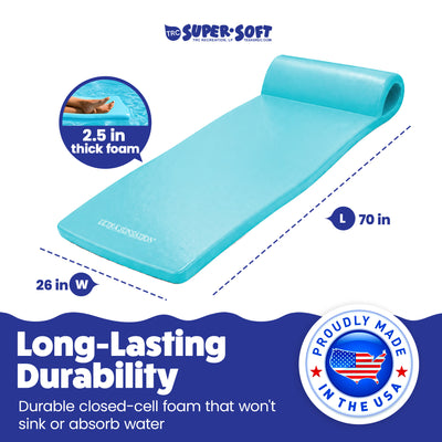TRC Recreation Ultra Sunsation 2.5 Inch Thick Foam Pool Float Mat, Tropical Teal