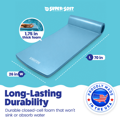 TRC Sunsation 1.75" Thick Foam Swimming Pool Float, Metallic Blue (Open Box)