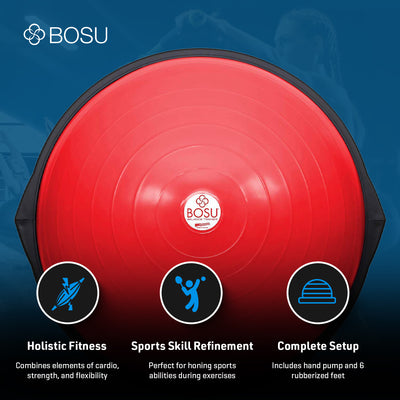 Bosu Home Gym The Original Balance Trainer 65 cm Diameter, Red & Black (Used) - VMInnovations