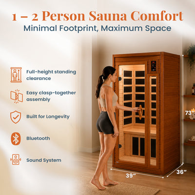 Dynamic 1 to 2 Person Hemlock Wood Low EMF FAR Infrared Sauna For Home (Damaged)