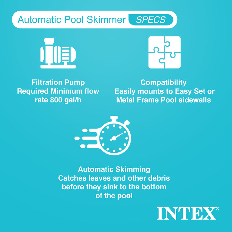 Intex Deluxe Pool Automatic Surface Skimmer and Maintenance Kit w/ Vacuum & Pole