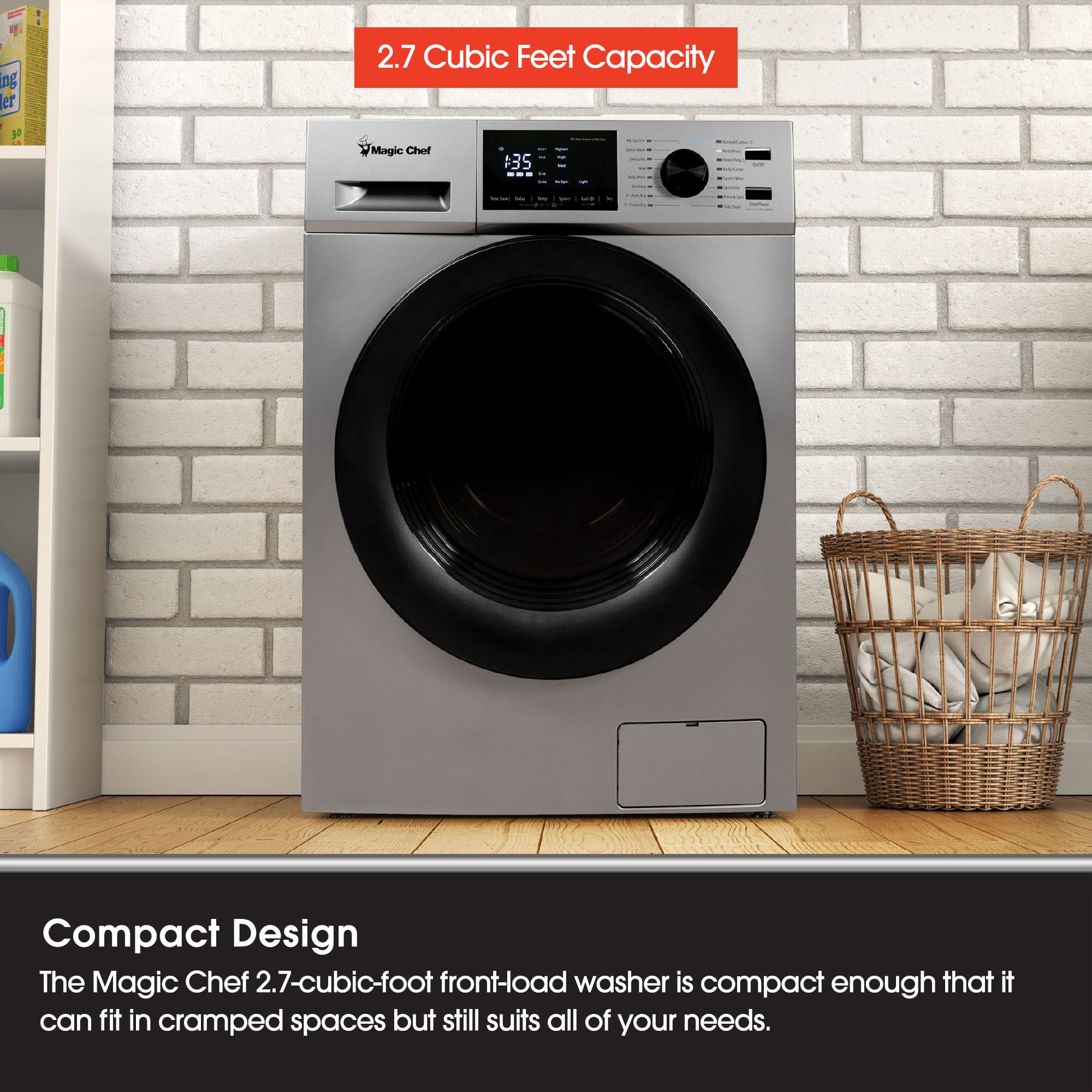 Magic Chef 2.7 Cu Ft Front Load Washer Dryer Combo Clothes Dryer Washing Machine - VMInnovations