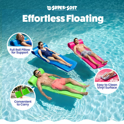 TRC Recreation Splash 1.25" Thick Foam Pool Float Mat, Flamingo Pink (2 Pack)