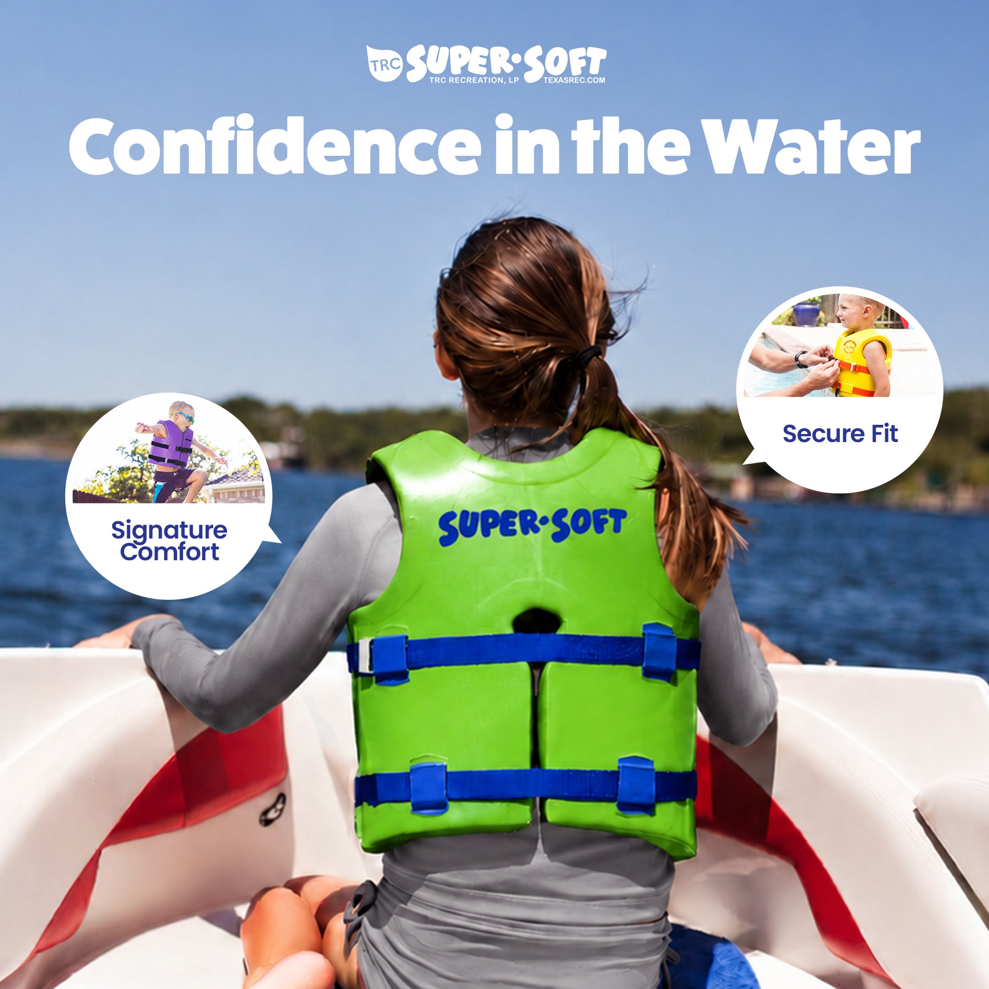 TRC Recreation Super Soft Child Life Jacket Swim Vest, Medium, Fierce Green - VMInnovations