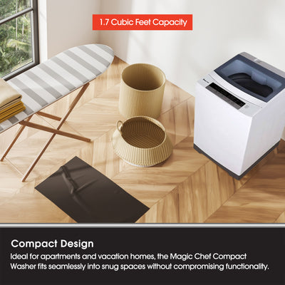 Magic Chef 1.7 Cubic Feet Compact Washing Machine w/6 Cycles, White (Open Box) - VMInnovations