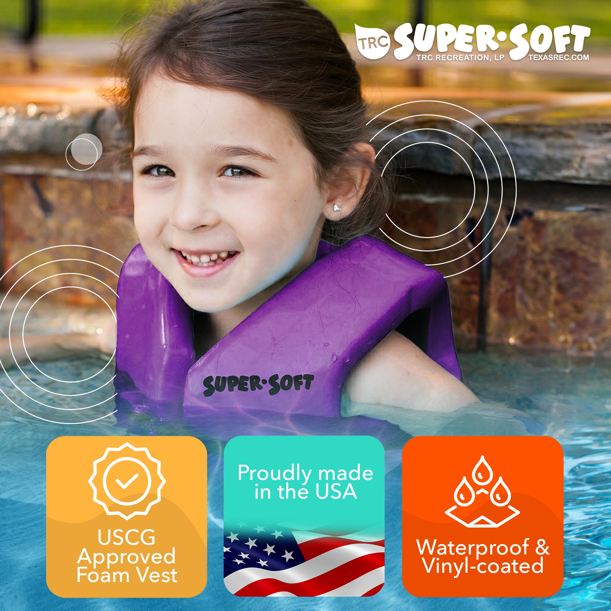 TRC Recreation Super Soft Child Life Jacket Swim Safety Vest, X Small (Open Box)