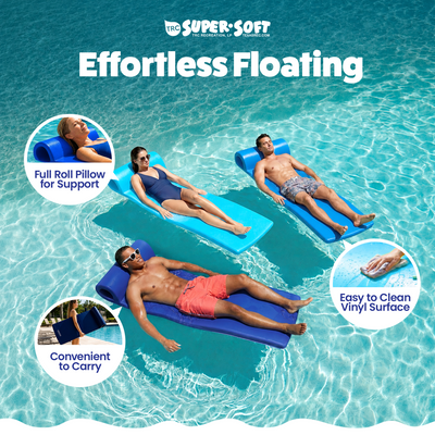 TRC Recreation Sunsation 1.75" Thick Foam Lounger Float, Bahama Blue (Open Box) - VMInnovations